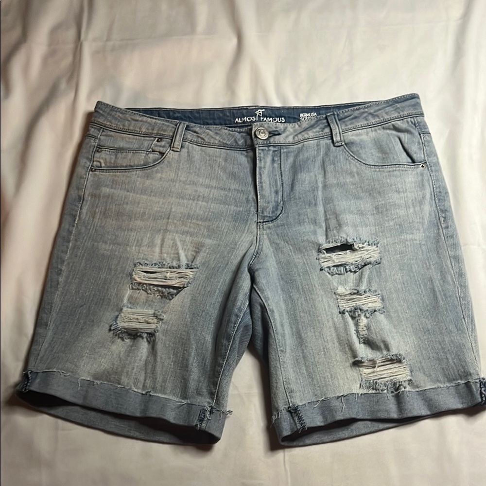 Almost Famous Distressed Bermuda Shorts